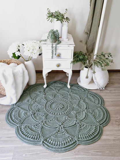 Boho Flower Floor Rug Crochet Pattern