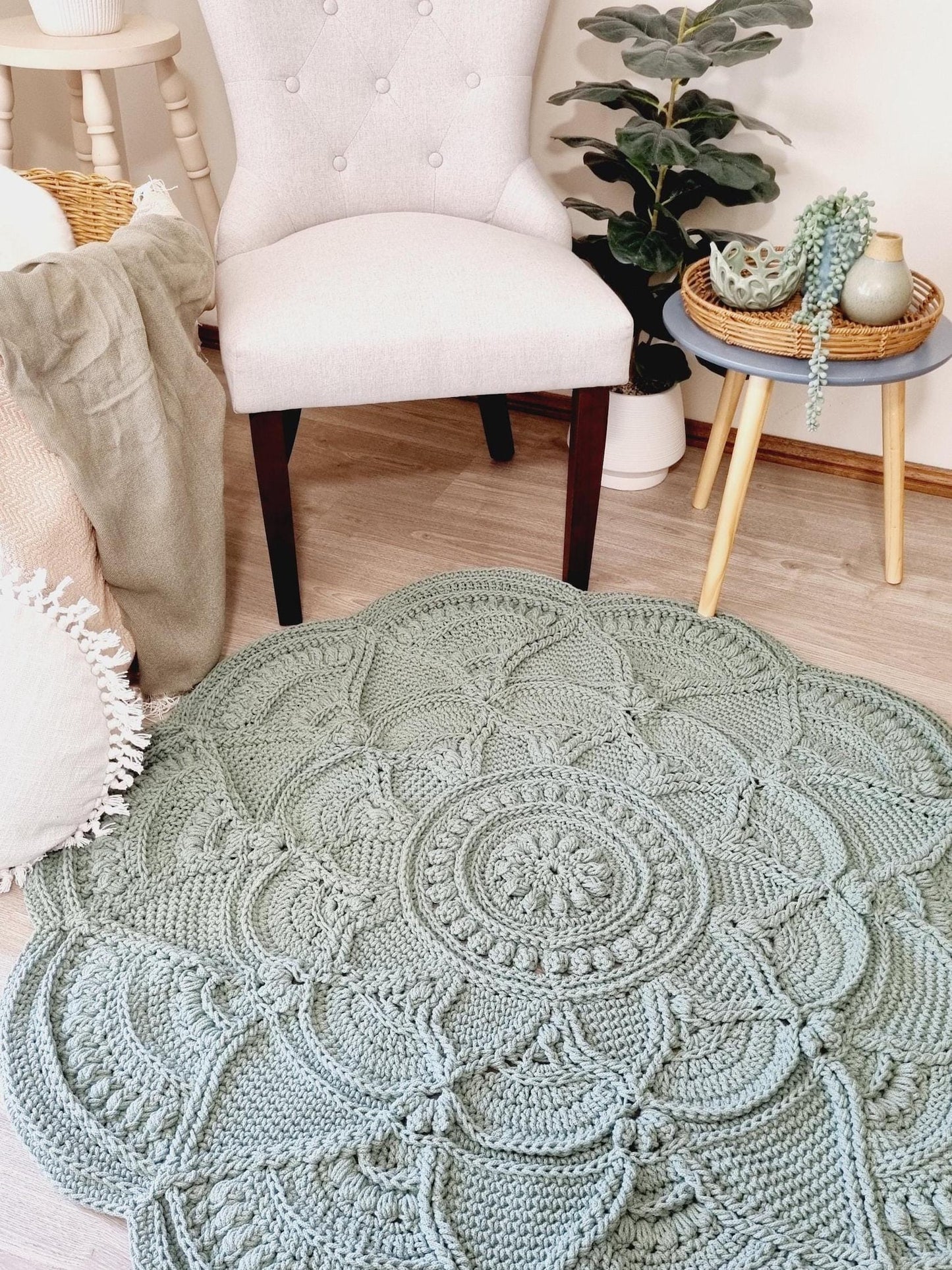 Boho Flower Floor Rug Crochet Pattern