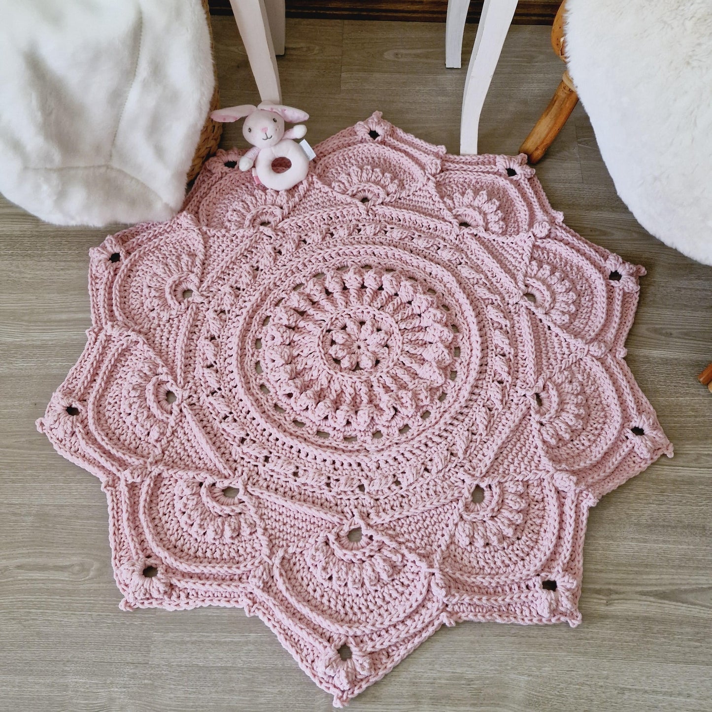Boho Flower Floor Rug Crochet Pattern
