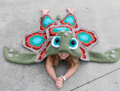Hooded Sea Turtle Blanket Crochet Pattern