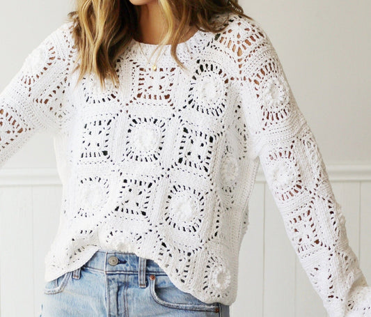 Isla Granny Square Sweater Crochet Pattern