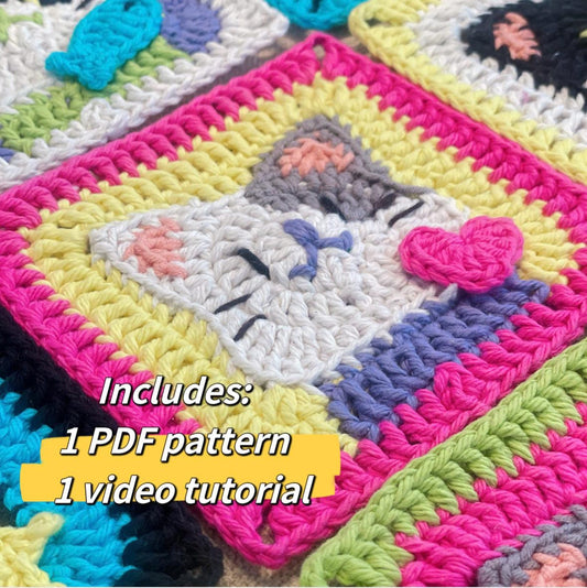 Crocchet Cat Granny Squares Pattern