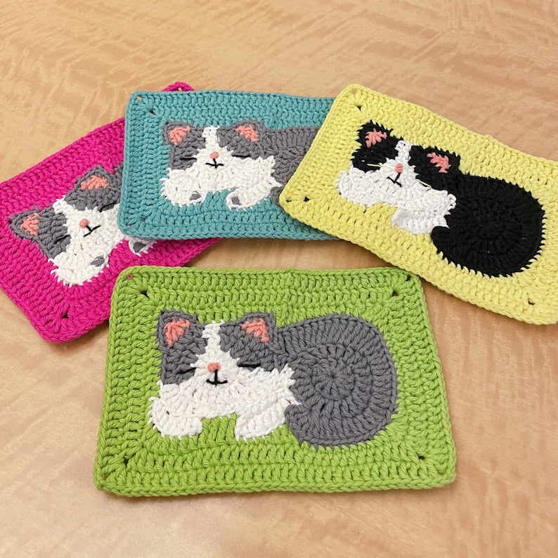 Cat Granny Squares Crochet Pattern