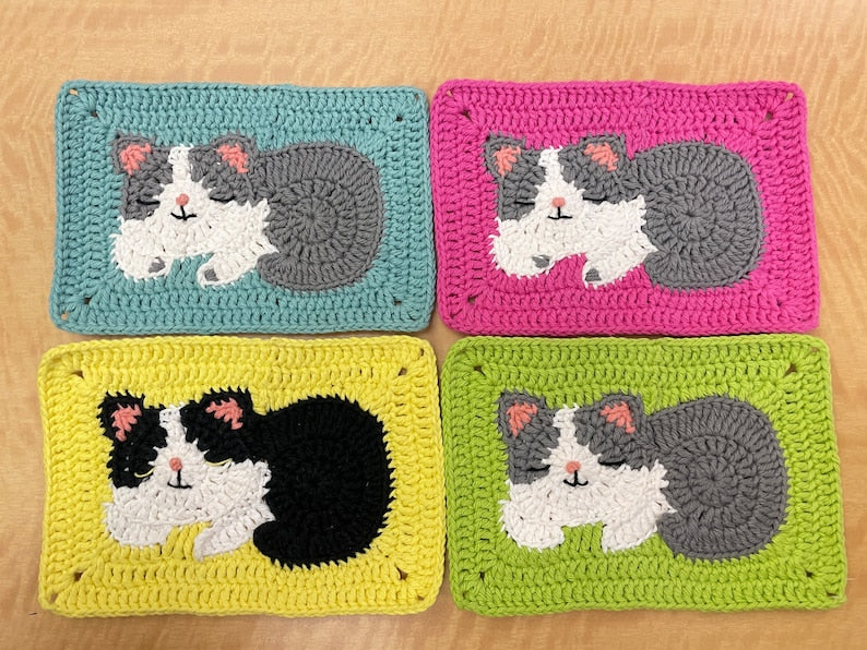 Cat Granny Squares Crochet Pattern