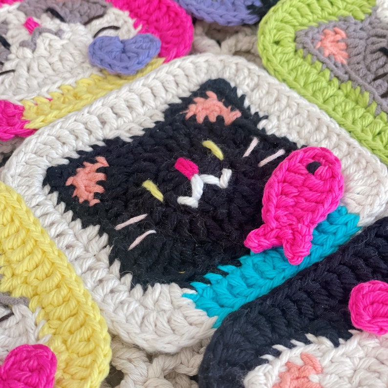 Crocchet Cat Granny Squares Pattern