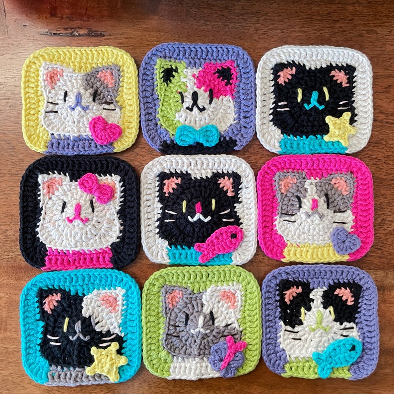 Crocchet Cat Granny Squares Pattern