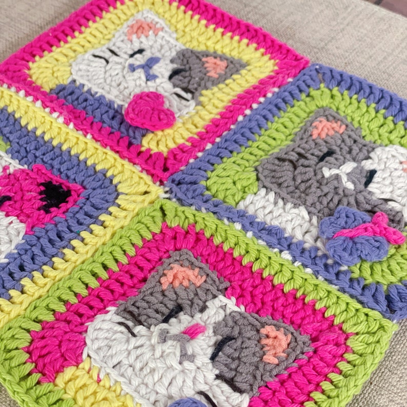 Crocchet Cat Granny Squares Pattern
