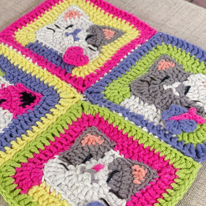 Crocchet Cat Granny Squares Pattern