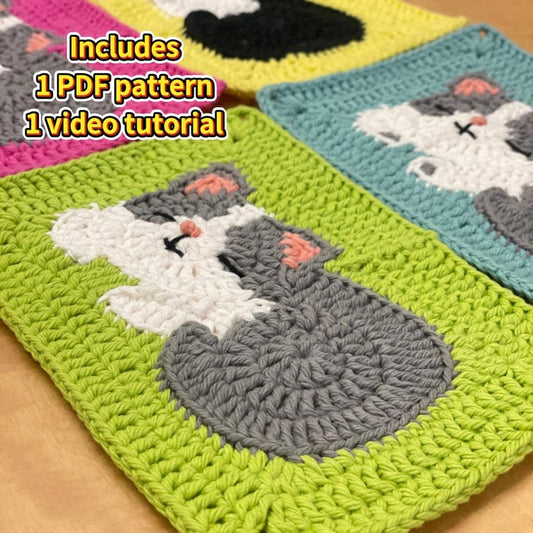 Cat Granny Squares Crochet Pattern