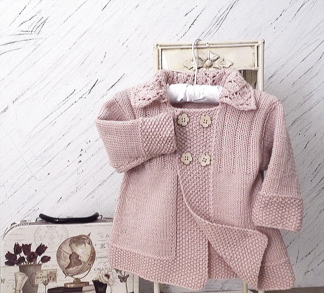 Baby Girls Jacket with Lace Collar Knitting Pattern
