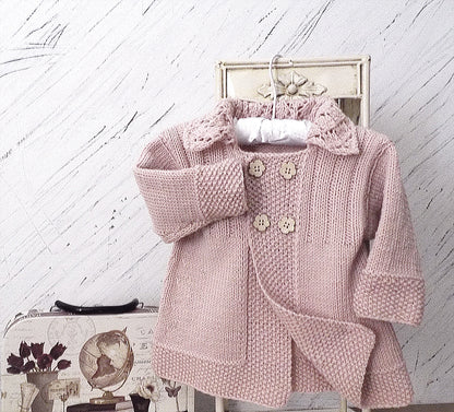 Baby Girls Jacket with Lace Collar Knitting Pattern