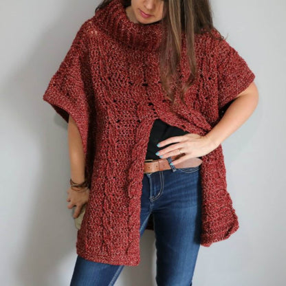 Autumn Breeze Cable Poncho Crochet Pattern