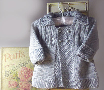 Baby Girls Jacket with Lace Collar Knitting Pattern