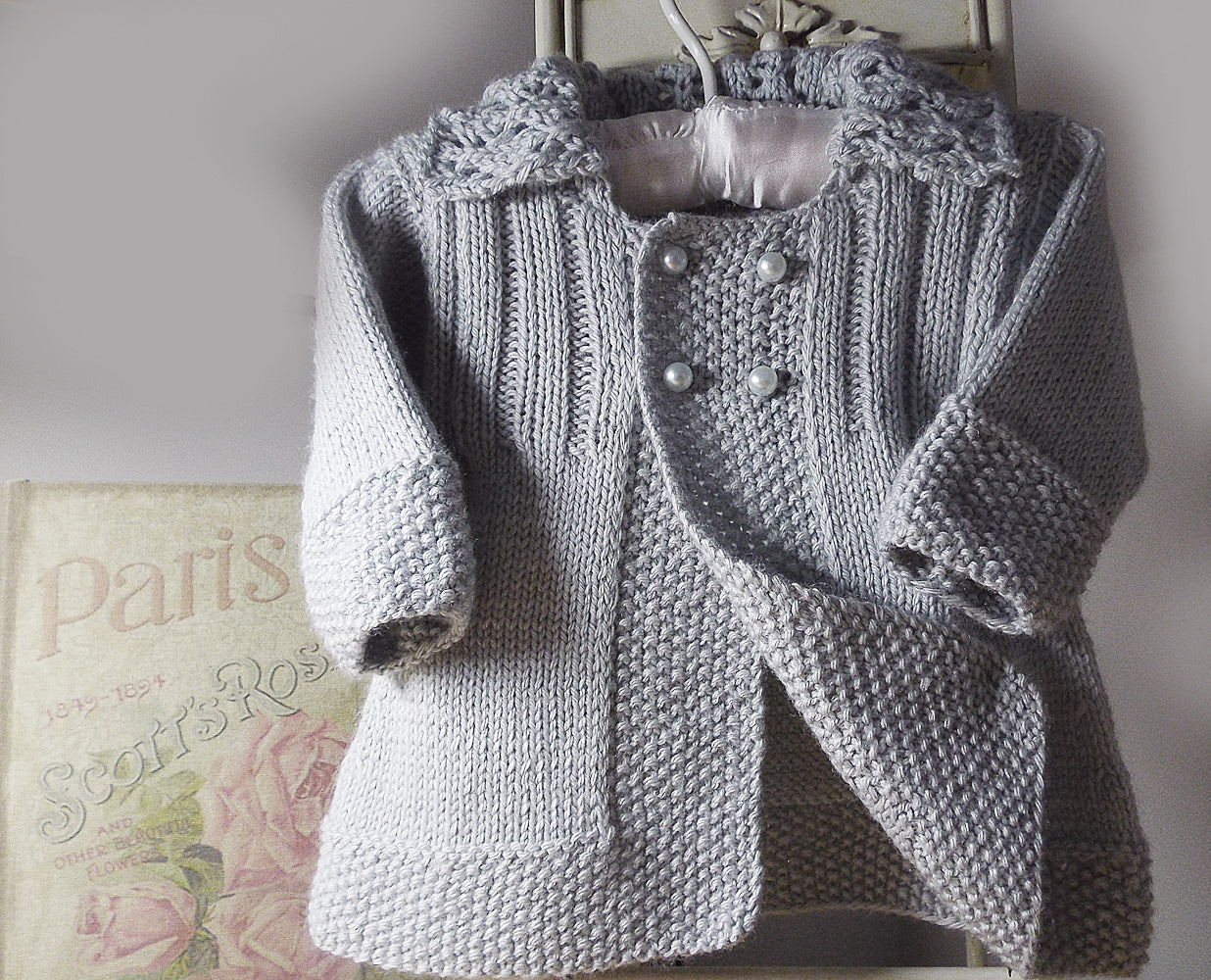 Baby Girls Jacket with Lace Collar Knitting Pattern
