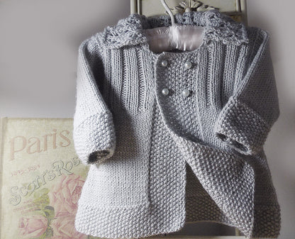 Baby Girls Jacket with Lace Collar Knitting Pattern