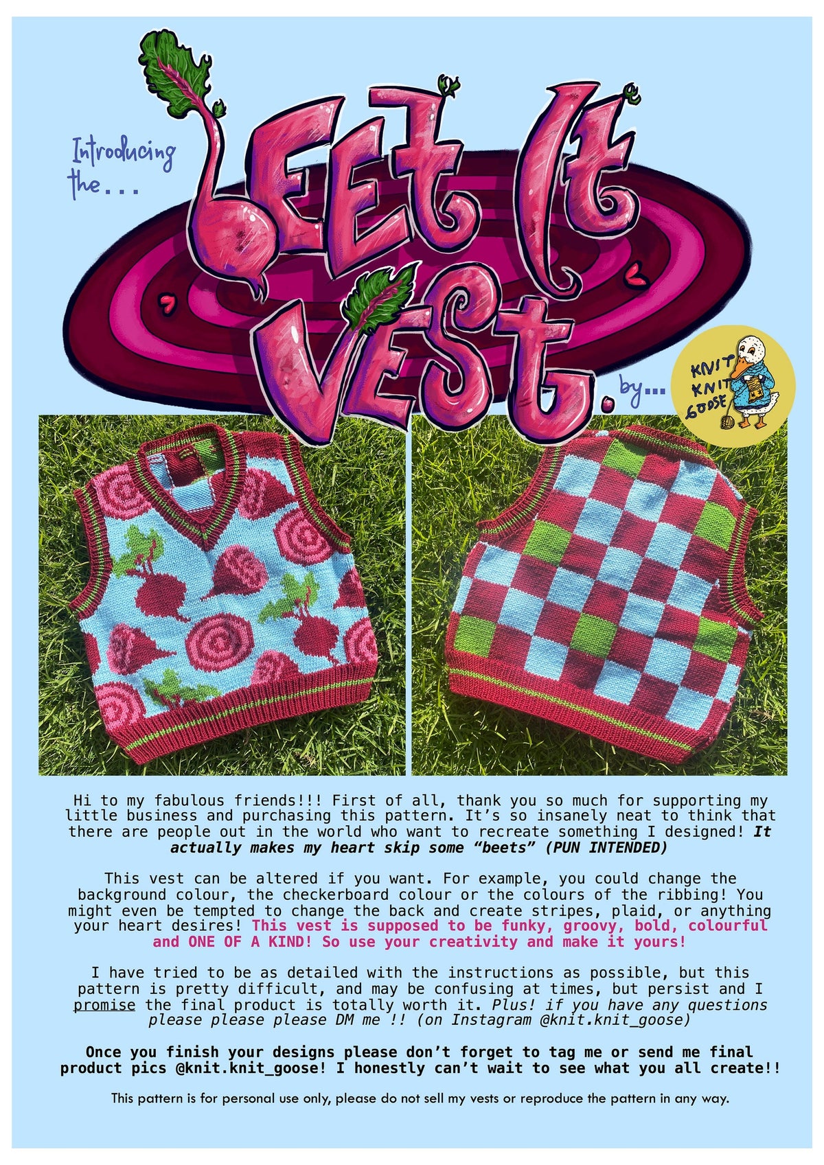 Beetroots Vest Knitting Pattern