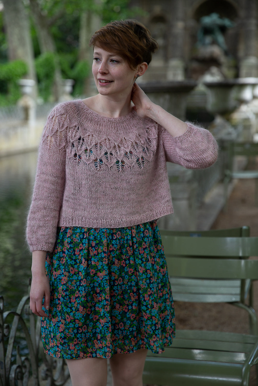 Lace Yoke Sweater Knitting Pattern